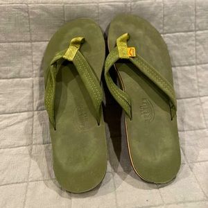 NEW Mens Rainbow Sandals Sz14 Green Leather